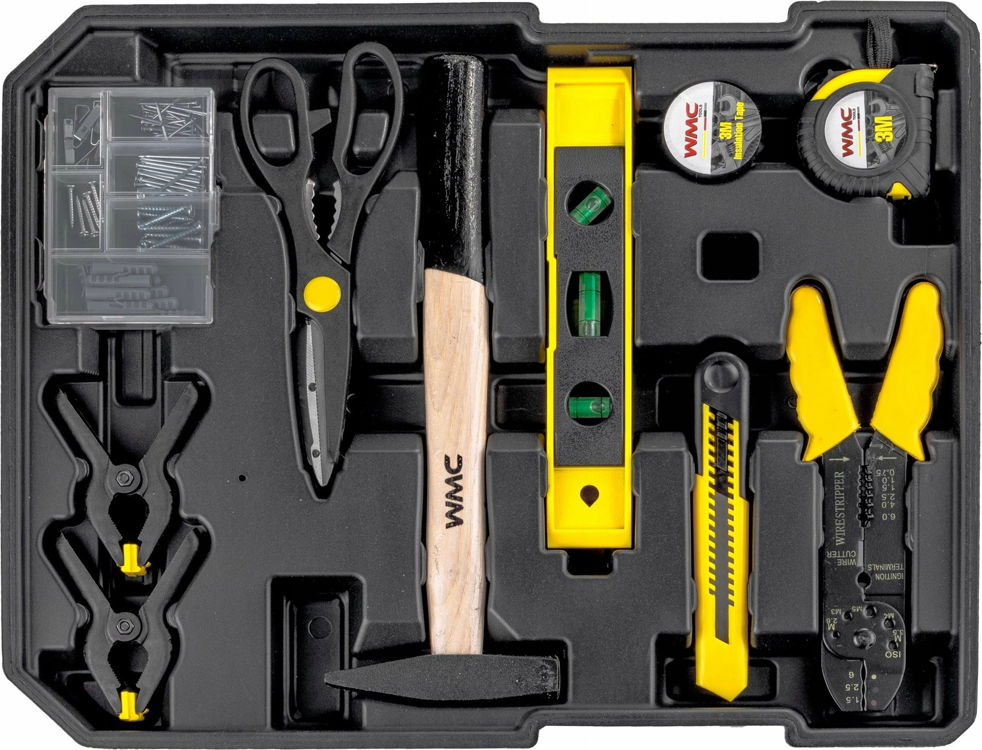 Set veglash WMC WMC-186-3 186 copë, zi/verdhe, në valixhe