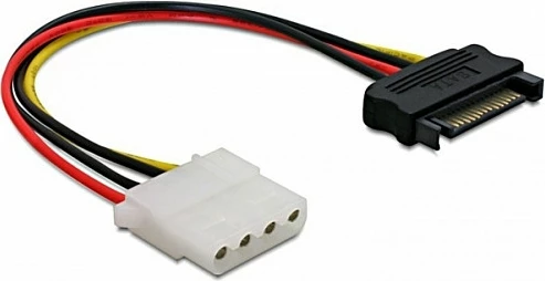 Kabllo rryme DeLOCK SATA në Molex 4-pin, 0.12 m, zi/kuqe