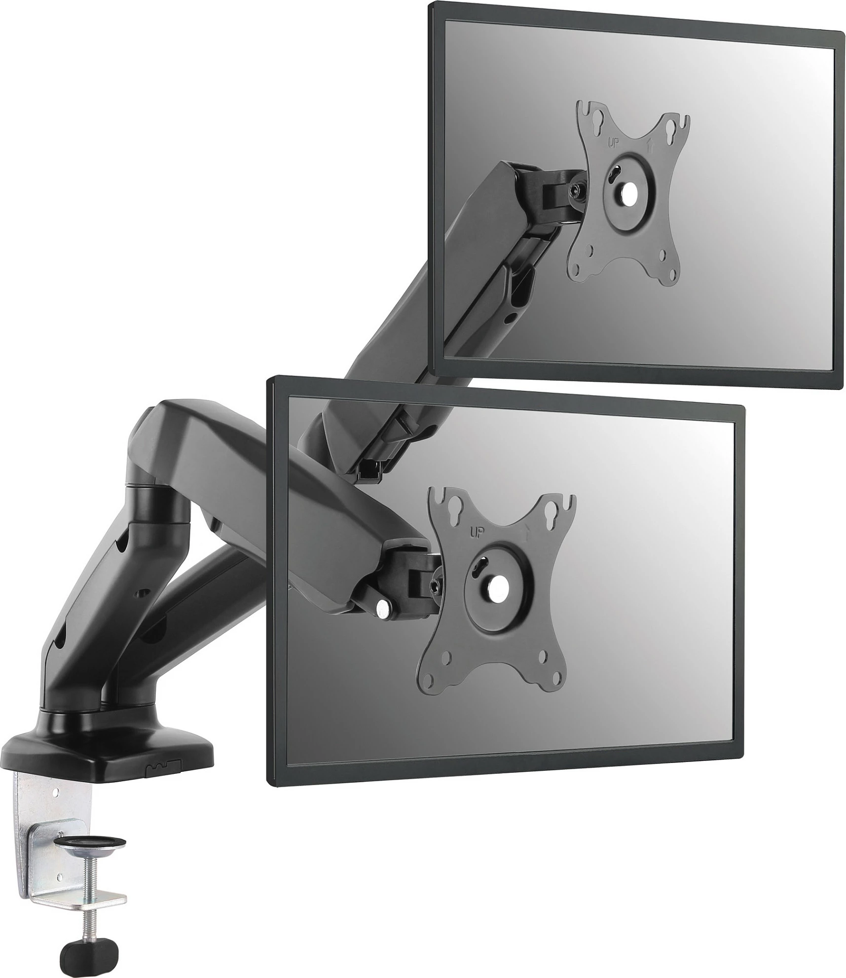 Mbajtës tavoline për 2 monitorë EQUIP, 13-27 inç, VESA 75x75/100x100, me kllampë, i zi