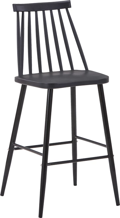 Karrige për bar Aurora I pp, ngjyrë e zezë, këmbë metalike e zezë, 42x47x99cm