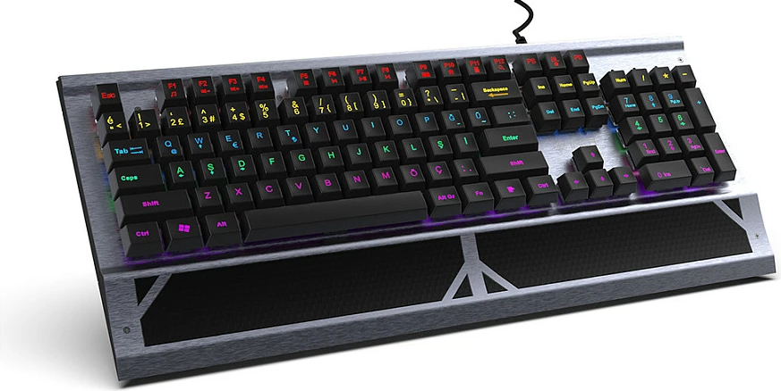 Tastierë mekanike gaming Incase IKG-444, RGB, full-size, layout gjerman, gri