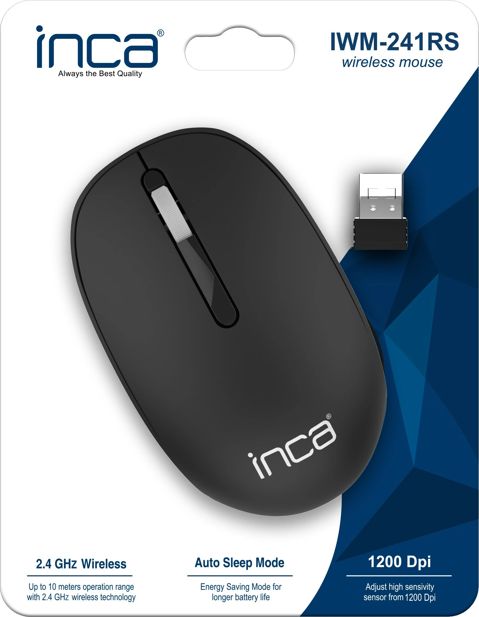 Maus Inca IWM-241RS, wireless, 1200 DPI, Candy Design 3D, e zezë