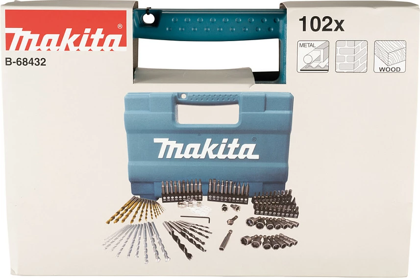 Set bitash e burgish Makita B-68432, 102 copë, me kuti plastike