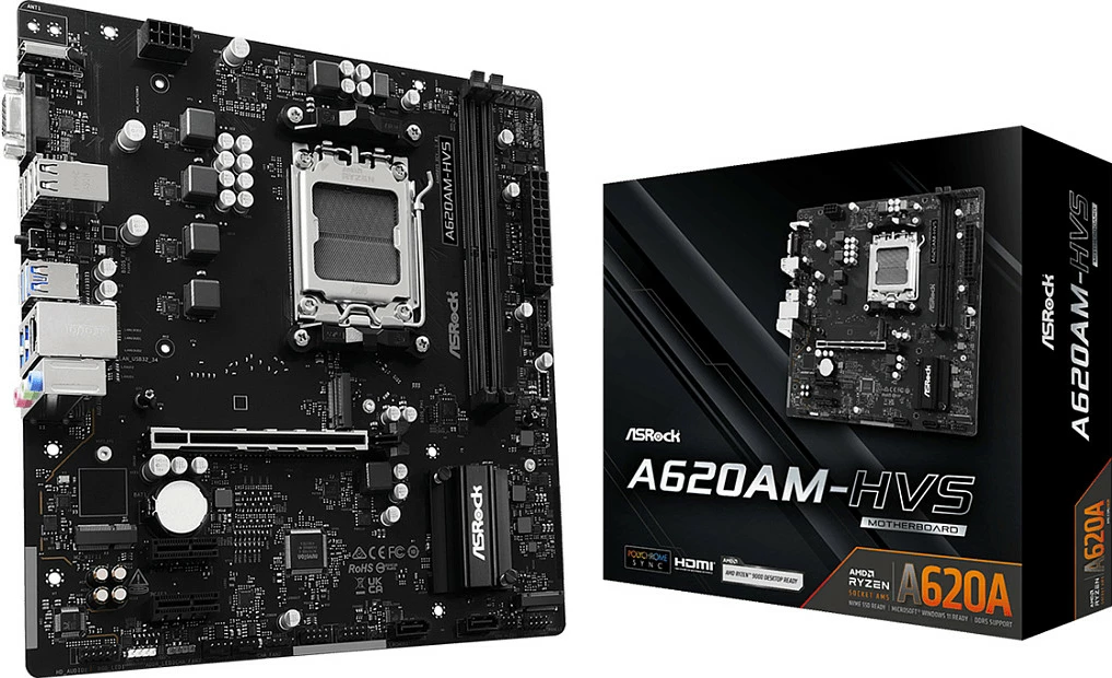 Pllakë amë ASRock A620AM-HVS, Socket AM5, DDR5 deri 128GB, M.2 PCIe 4.0, HDMI 2.1, e zezë