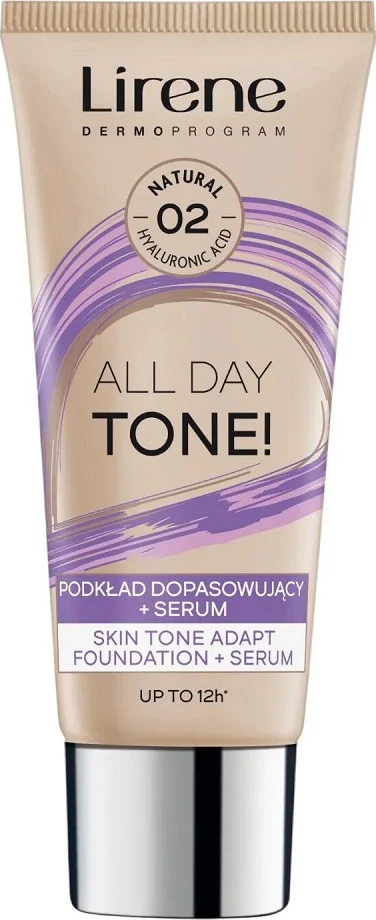 Fondatinë për femra Lirene All Day Tone Foundation Matching + Serum 02 Natural 30ml