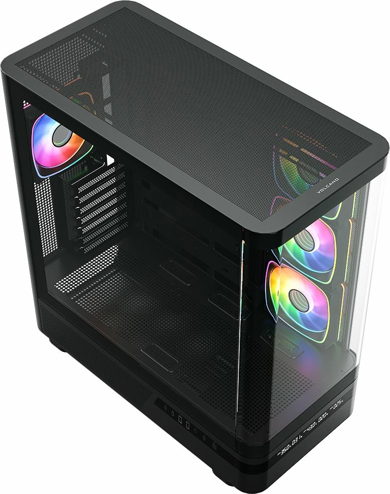 Kasë Modecom Volcano AQ200 ARGB MC-A-AQ200-4FA-B, Midi Tower ATX, 4x120mm ARGB fanë, USB-C, e zezë
