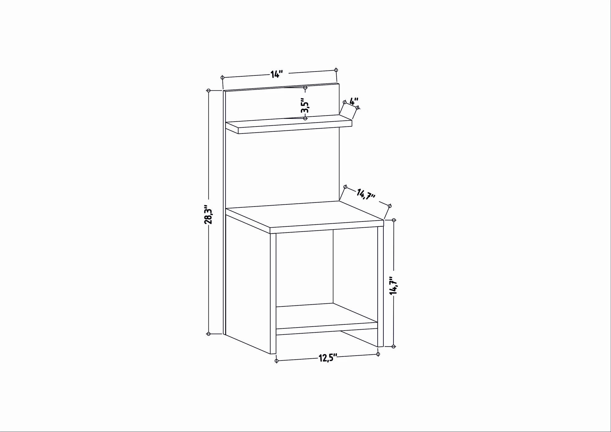 Komodinë natës Hanah Home, Ullman, e bardhë