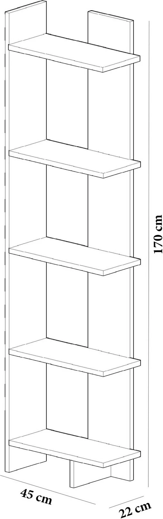 Raft librash Hanah Home, Als, ngjyrë dru tik dhe e bardhë