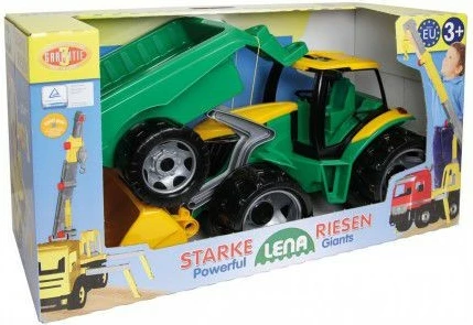 Traktor lodër Lena me kovë dhe rimorkio, 90 cm, Gjelbër/Verdhë