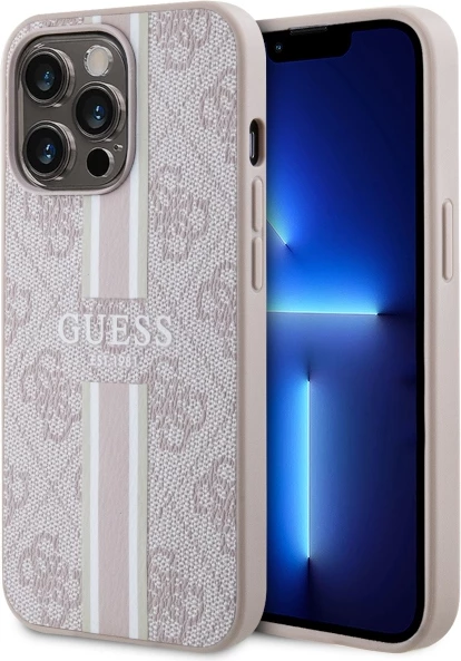 Mbështjellës Guess GUHMP13LP4RPSP për iPhone 13 Pro/13 6.1", 4G Printed Stripes MagSafe, Rozë