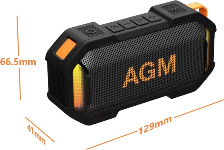 Altoparlant Bluetooth AGM MagROCK 8W TWS IPX7 me magnet dhe RGB, i zi
