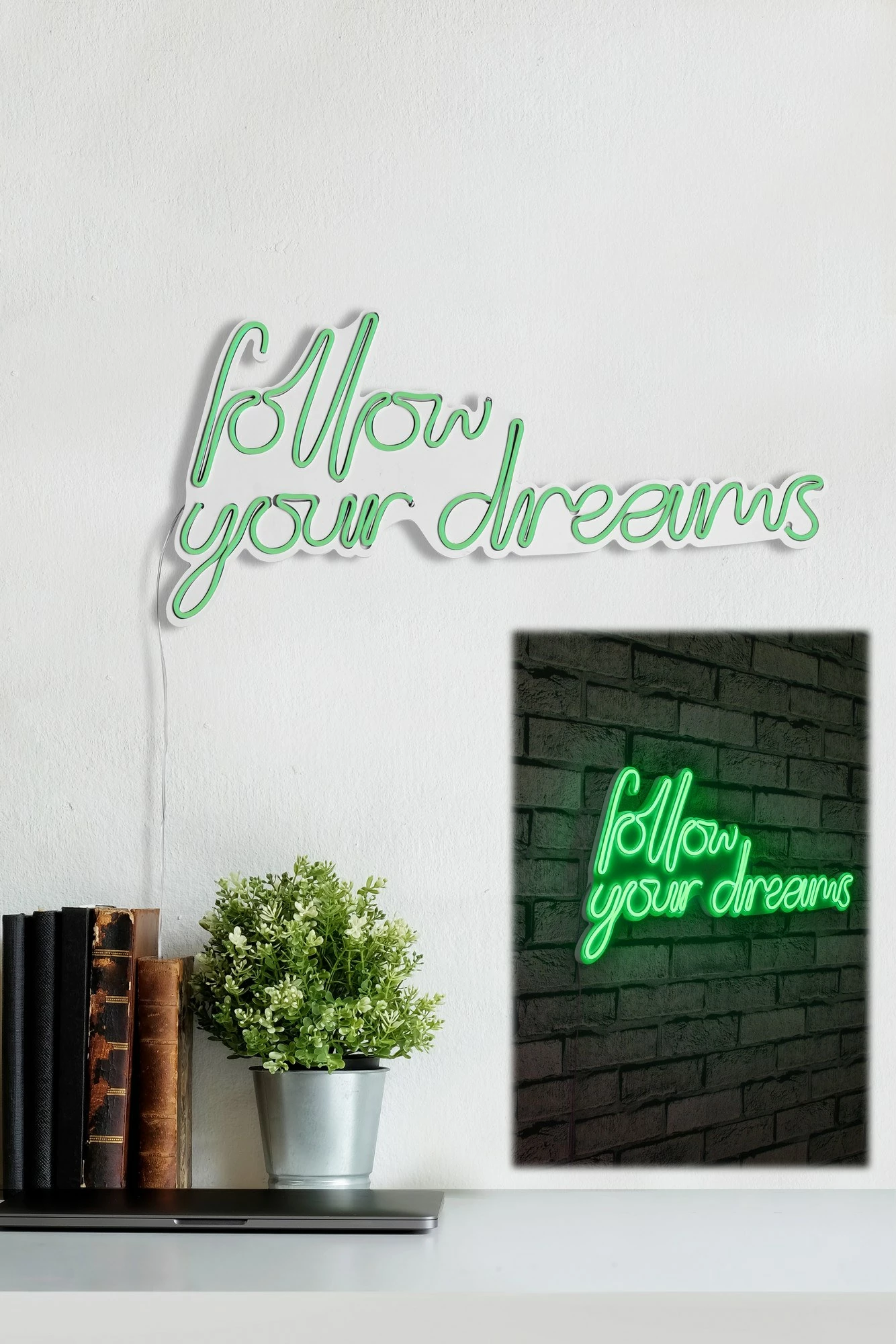 Dritë dekorative plastike LED, 'Follow Your Dreams', ngjyrë e gjelbër