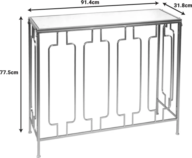 Konsolë Sieni, metal ari-xham pasqyrë, 91.4x31.8x77.5 cm