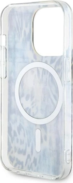 Mbështjellës Guess Leopard MagSafe për iPhone 14 Pro Max 6.7", Blu