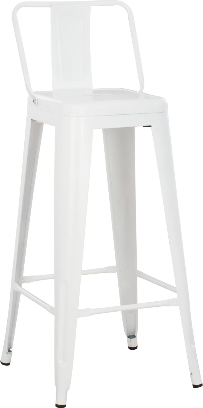 Karrige për bar metalike Melita me shpinë, ngjyrë e bardhë mat, FH8643.21, 43x43x100 cm