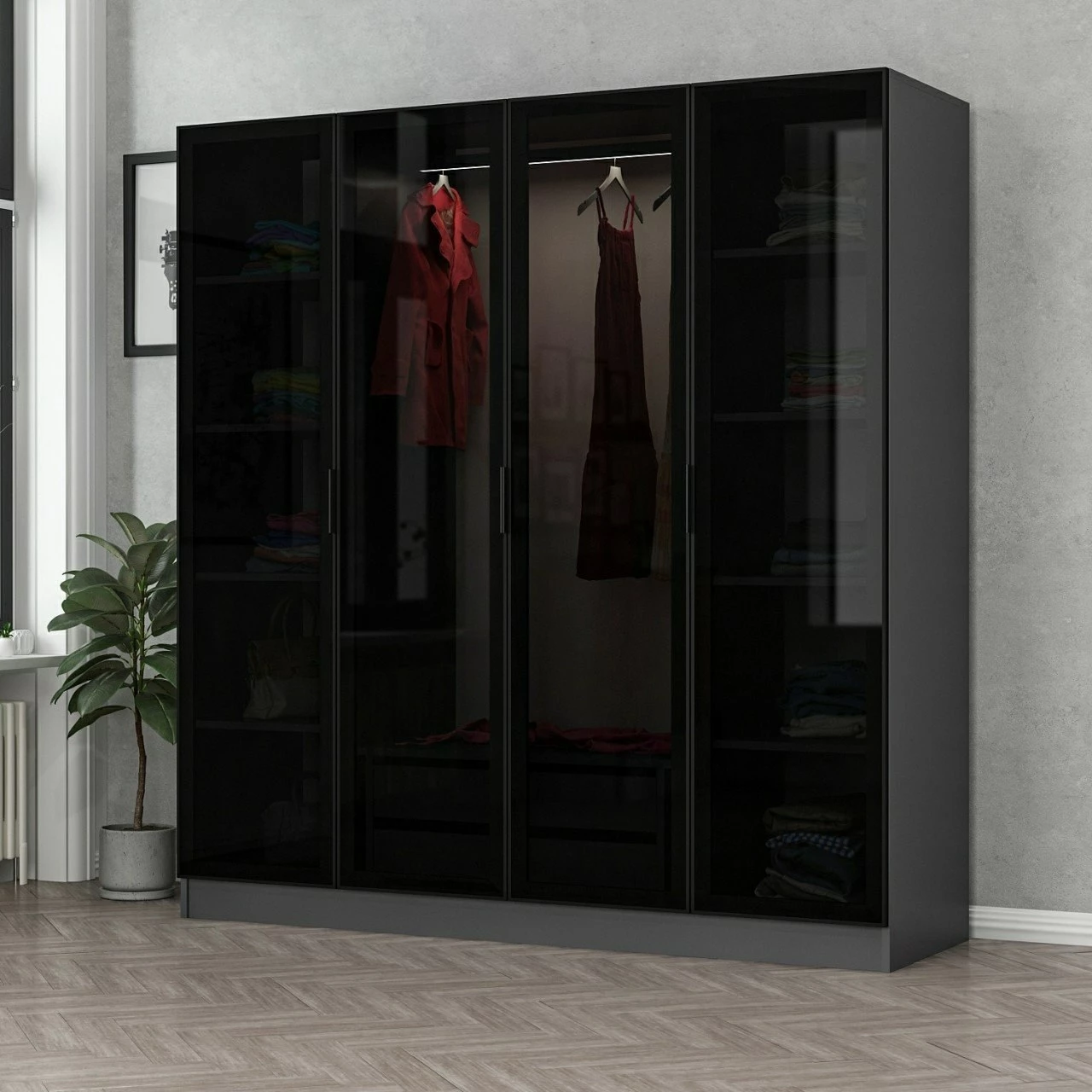 Dollap Skye Decor, anthracite e zi, 180x190x52cm