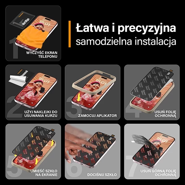 Xham mbrojtës PanzerGlass Ultra-Wide Fit Privacy me aplikator për iPhone 15 Pro Max