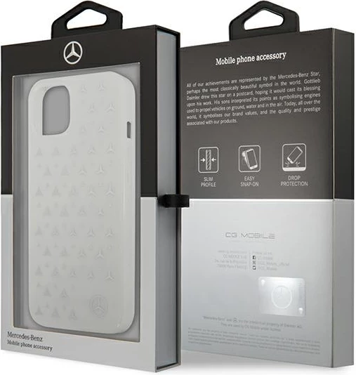 Mbështjellës Mercedes për iPhone 13, 6.1", Stars Pattern, i bardhë