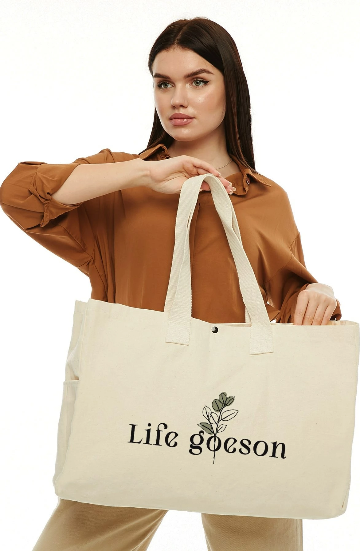 Çantë tote Zoozie Bags, krem, 2201