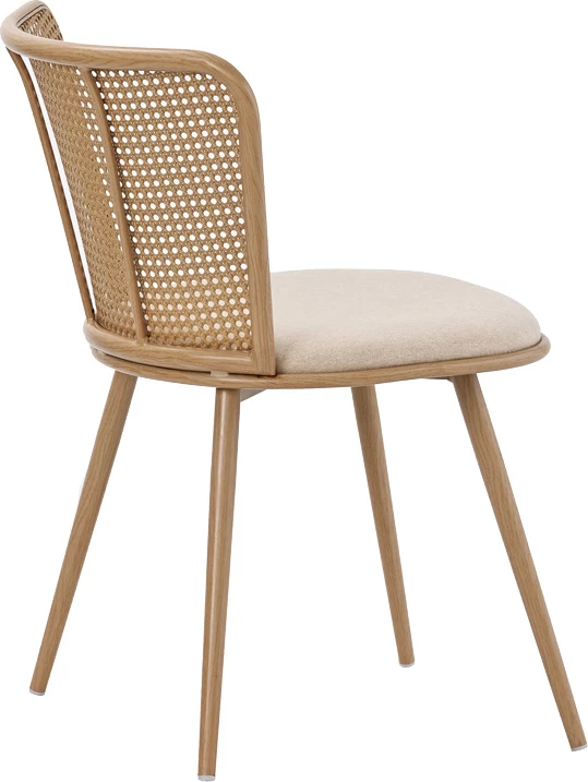 Karrige Daniele pe rattan, ngjyrë bezhë-metal natyral, 46.5x57.5x77.5cm