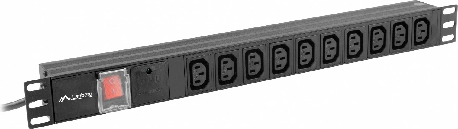 Listë elektrike rack Lanberg PDU-10I-0200-IEC-BK, 1U, 10x IEC C13, 2m, C14, e zezë