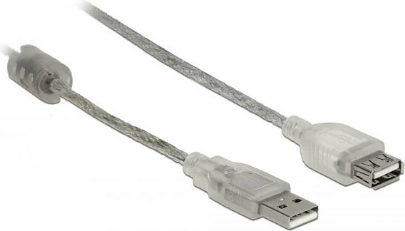 Kabllo zgjatëse USB DeLOCK 68623, USB-A mashkull në USB-A femër, 0.3m, USB 2.0, transparente