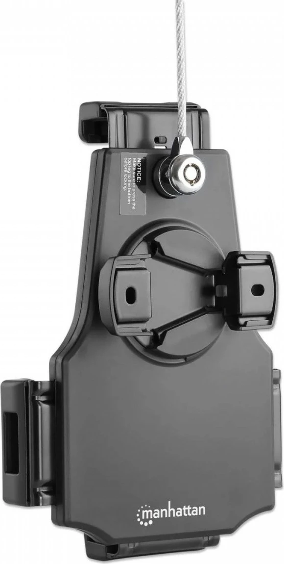 Mbajtës tablet, Manhattan 462112, 7.9-10.5 inch, me kyç dhe litar sigurie, tavolinë/mur, i zi