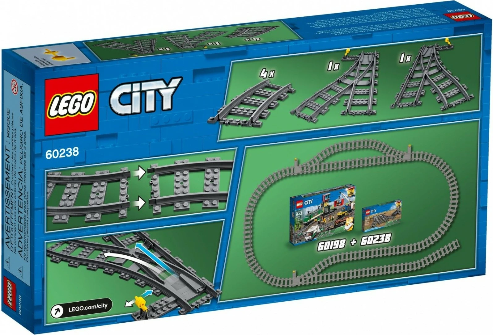 Set lodrash LEGO City 60238, 8 pjesë, shina treni, gri