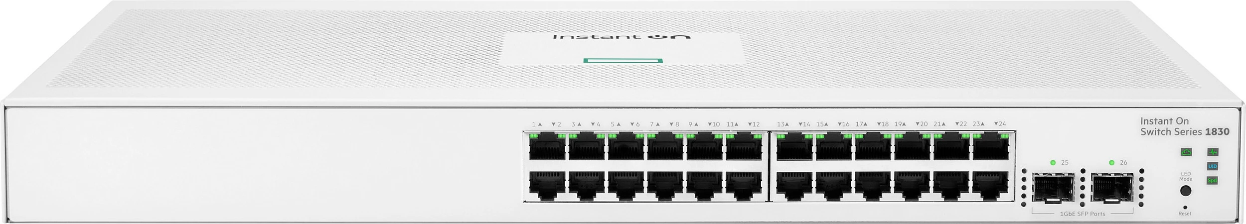 Switch HPE Aruba Instant On 1830, 24x Gigabit, 2x SFP, 1U, fanless, e bardhë