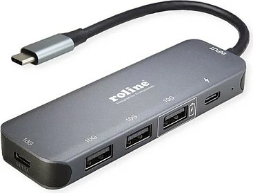 Hub USB ROLINE 14.02.5048-10, USB 3.2 Gen 2, 5 porta, 10 Gbps, PD 100W, gri
