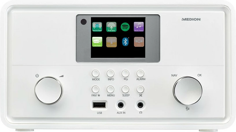 Radio interneti Medion MD 88069, DAB+/FM, Bluetooth, Wi‑Fi, 20W, e bardhë