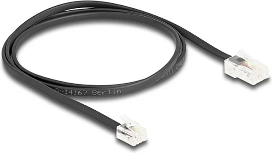 Kabllo telefoni DeLOCK RJ45 në RJ11, 1 m, e sheshtë, e zezë