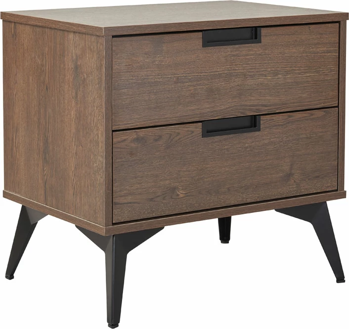 Komodinë Nuez me 2 sirtarë, ngjyrë arre, 58x39x55