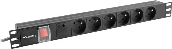 Shirit fuqie Lanberg PDU Rack 19" (1U, 16A, 6X 230V PL, 2m)