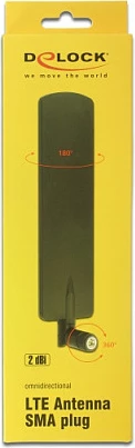 Antenë LTE DeLOCK 89604, 2 dBi, SMA, 0.698-0.96/1.7-2.69 GHz, e zezë