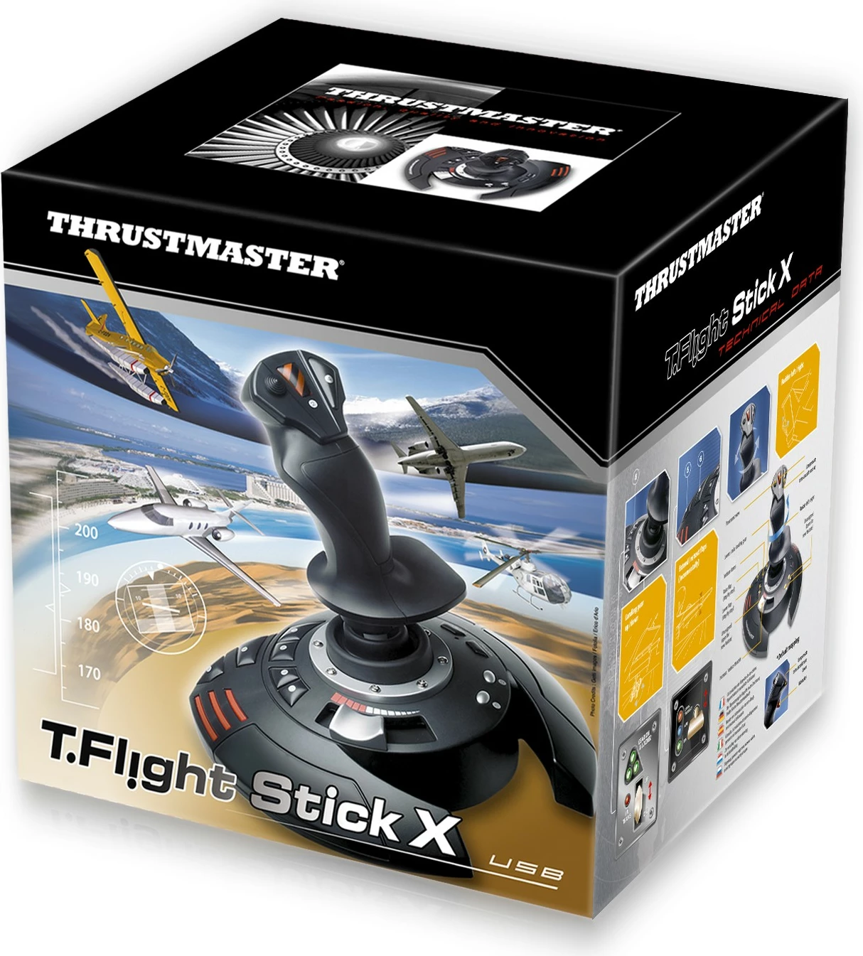 Joystick Thrustmaster T.Flight Stick X, 12 butona, USB, zi/kuqe/argjend