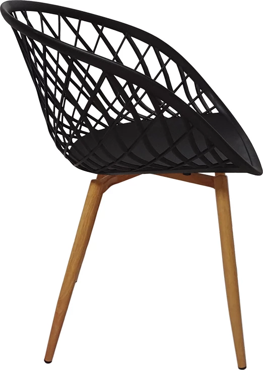 Set tavolinë me karrige Quana-Ezra, xham 8mm, këmbë të zeza, 120x70x75cm, 5 copë