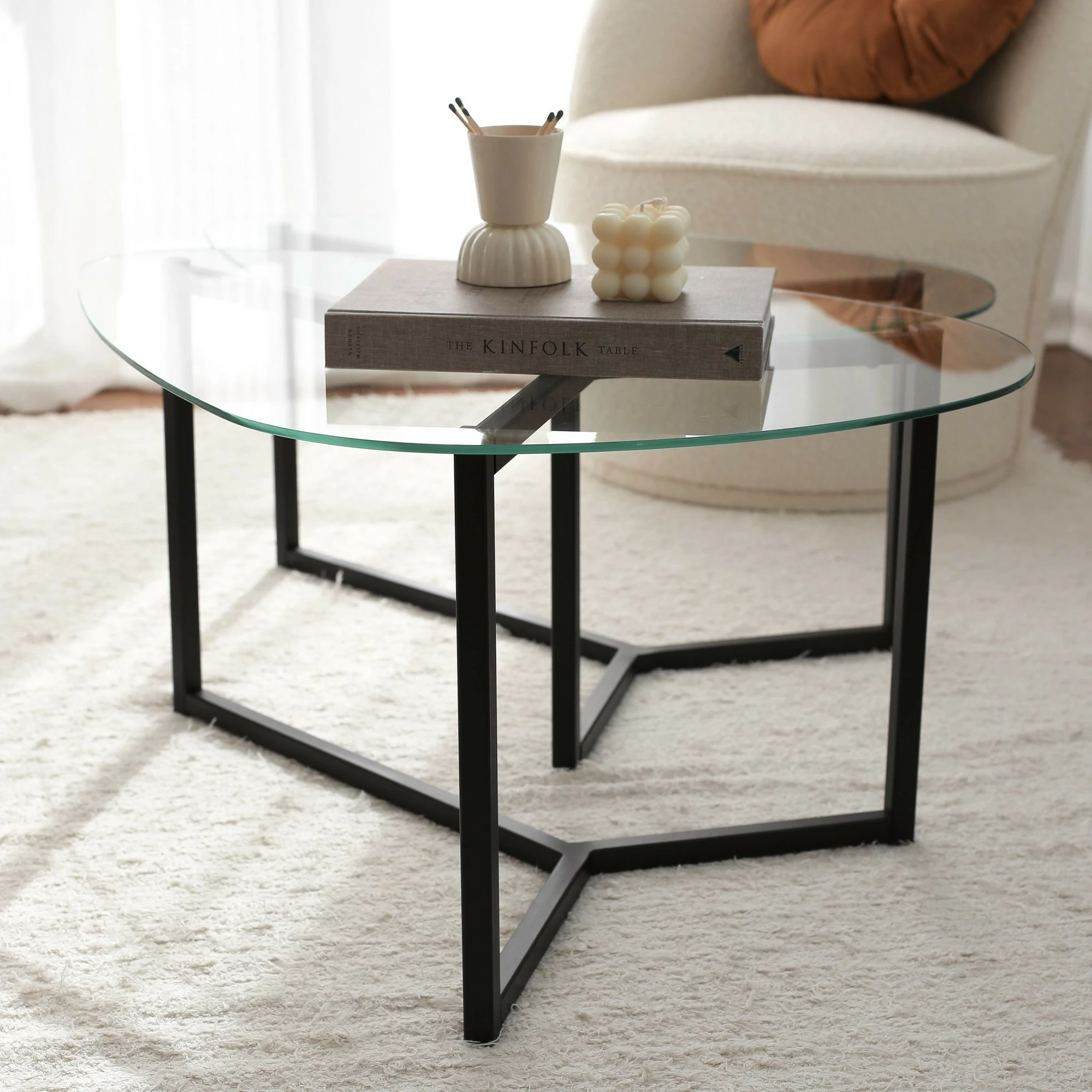 Set tavolinash kafeje Hanah Home, Bellisimo, e zezë mat