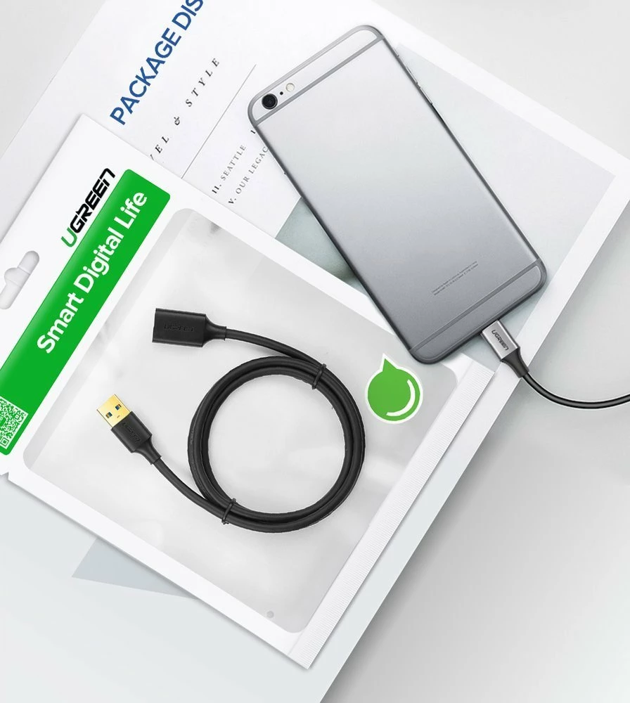 Kabllo zgjatues USB 3.0 Ugreen US129 30127, 3 m, e zezë