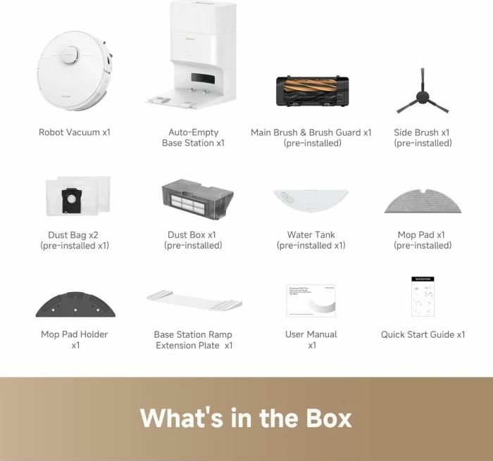 robot fshesë me korrent DREAME D20 Plus, 13,000Pa, auto-zbrazje 5L, fshesë + mop, Wi‑Fi/voice, e bardhë