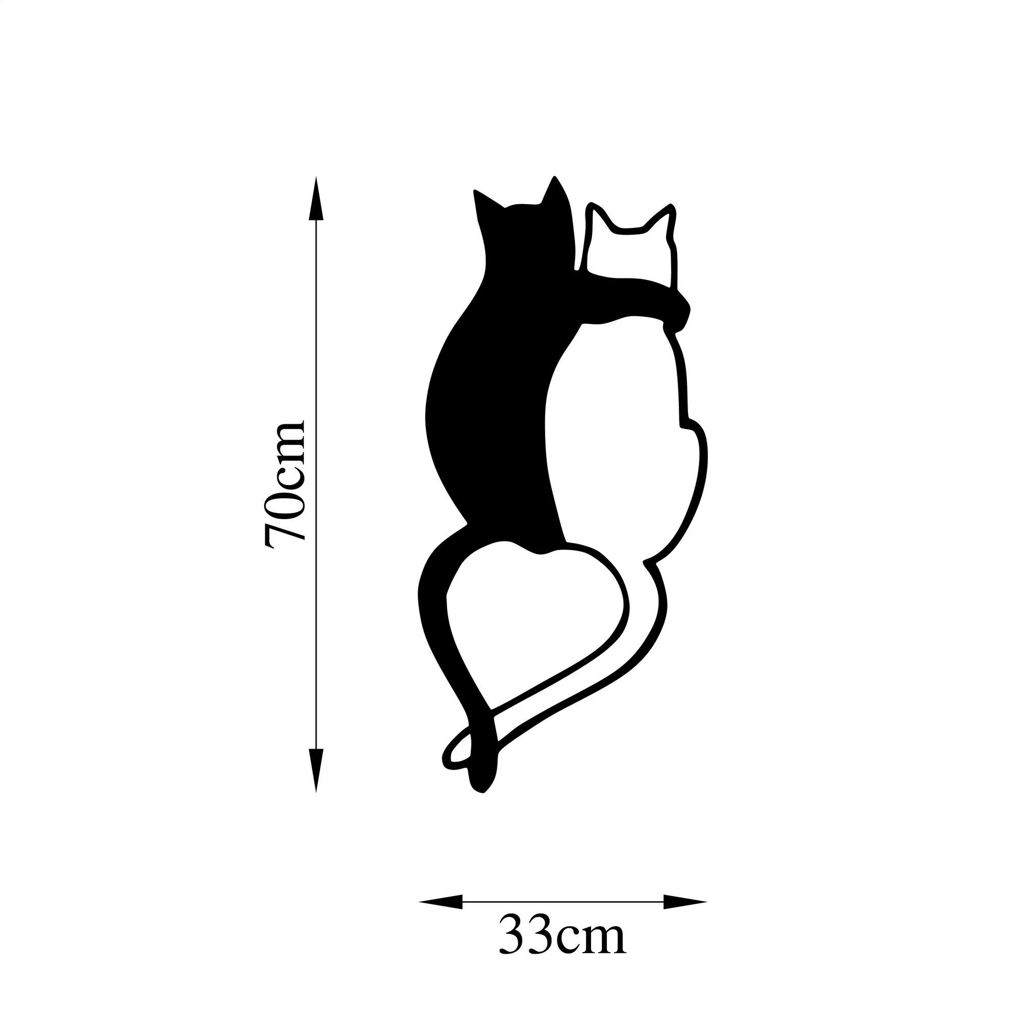 Aksesor dekorativ metalik për mur, Love Cats - 478