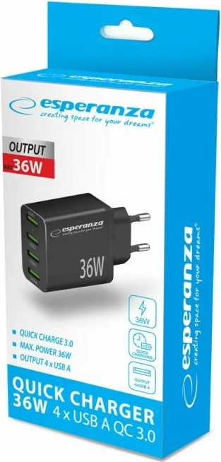 Karikues muri Esperanza EZC107K 36W 4x USB-A, i zi