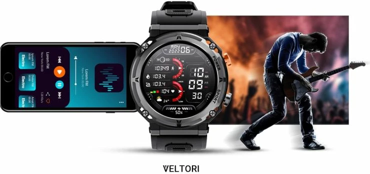 Smartwatch VELTORI për meshkuj, e zezë