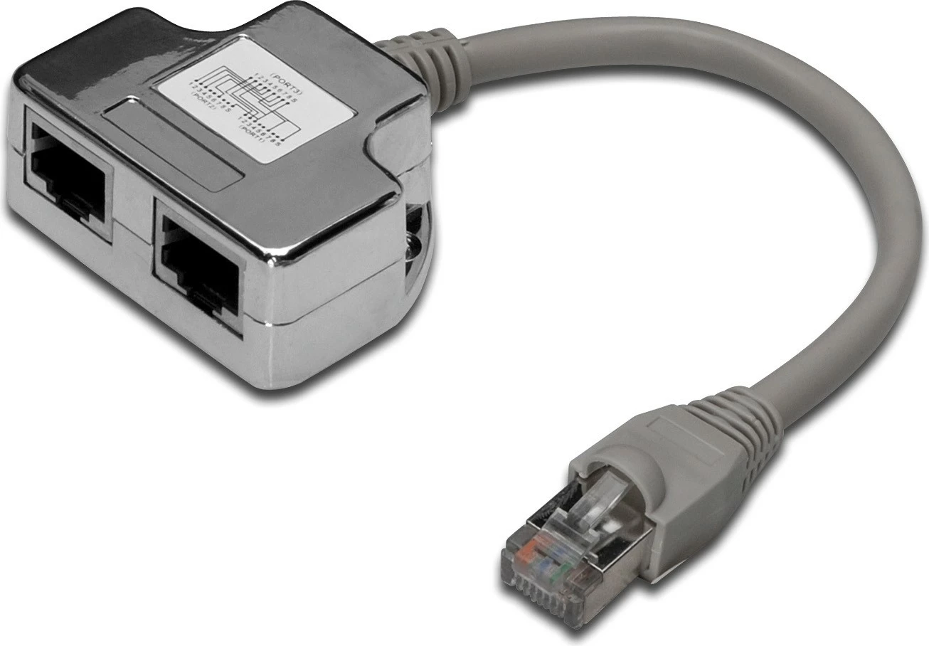 Splitter rrjeti Digitus RJ45 Cat5e 1 në 2, gri