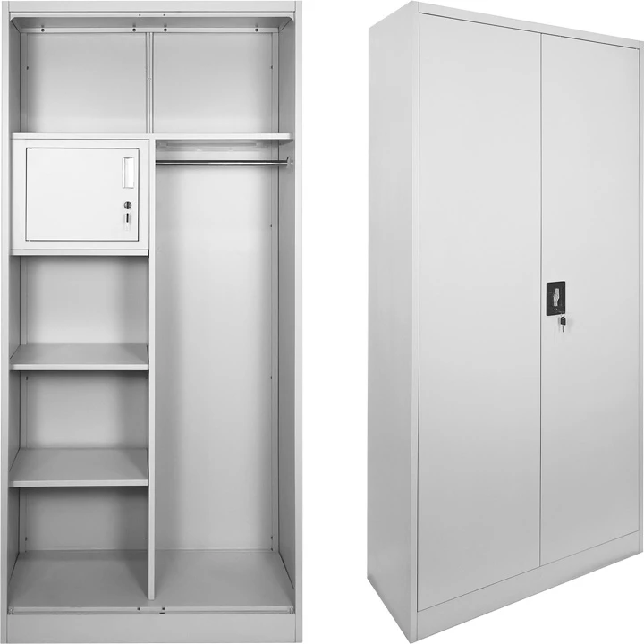 Dollap metalik Zogi me ndarje, ngjyrë gri e çelët, 90x45x180cm