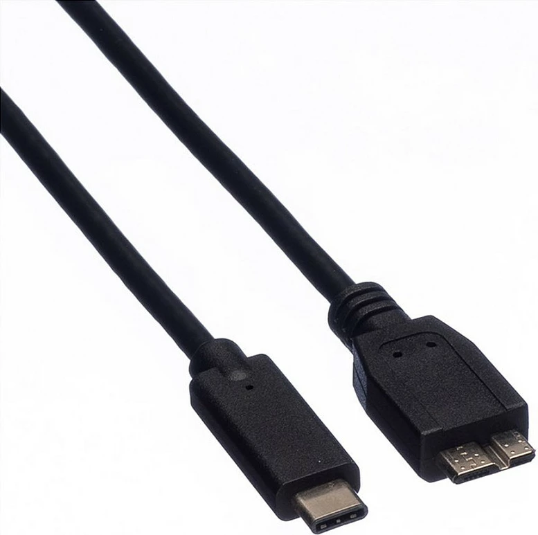 Kabllo ROLINE USB-C në Micro-USB B, USB 3.2 Gen 1, 1m, 5 Gbit/s, e zezë