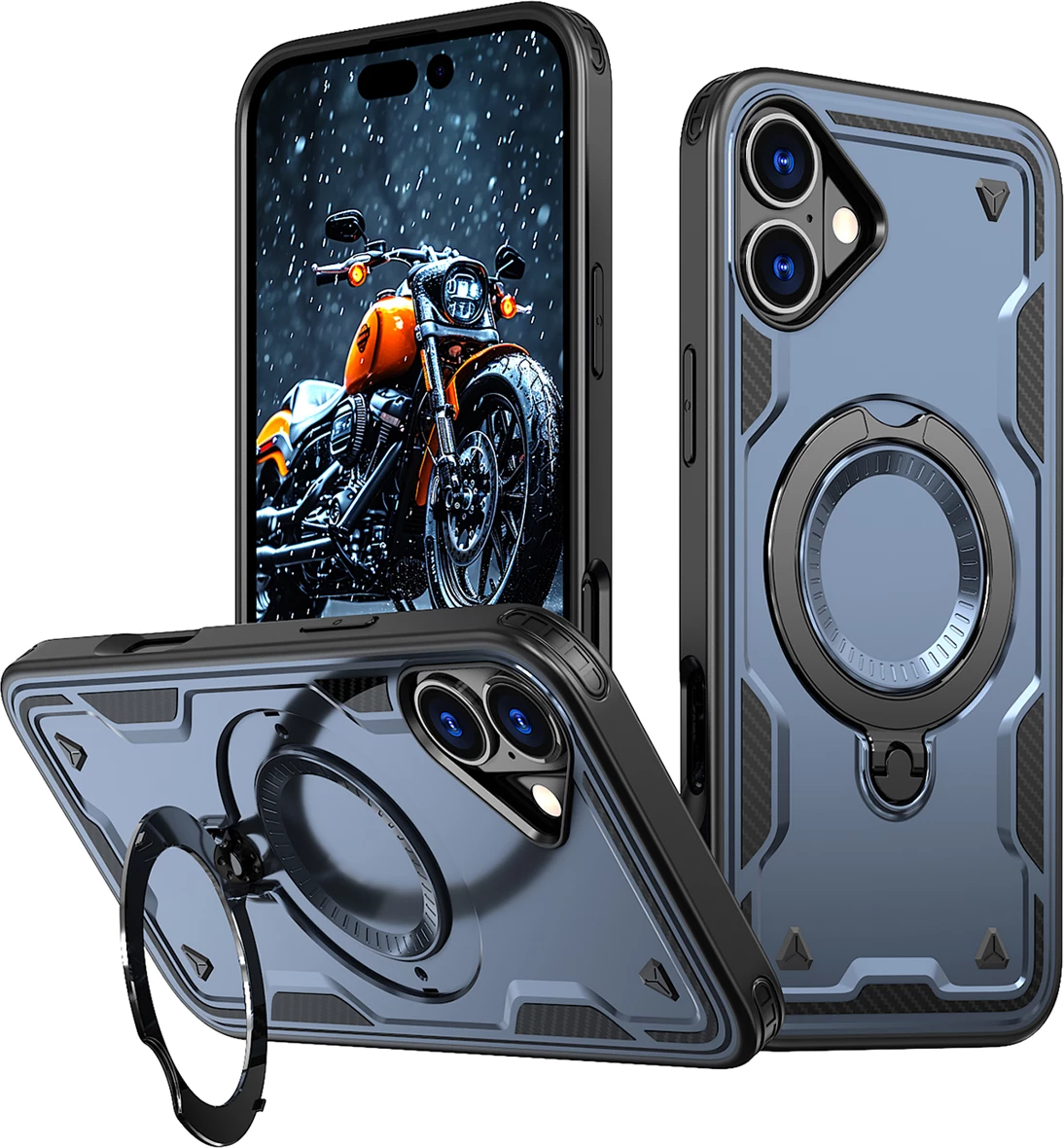 Mbështjellës Hurtel Hybrid Armor Trendy me MagSafe për iPhone 16 Plus, Blu