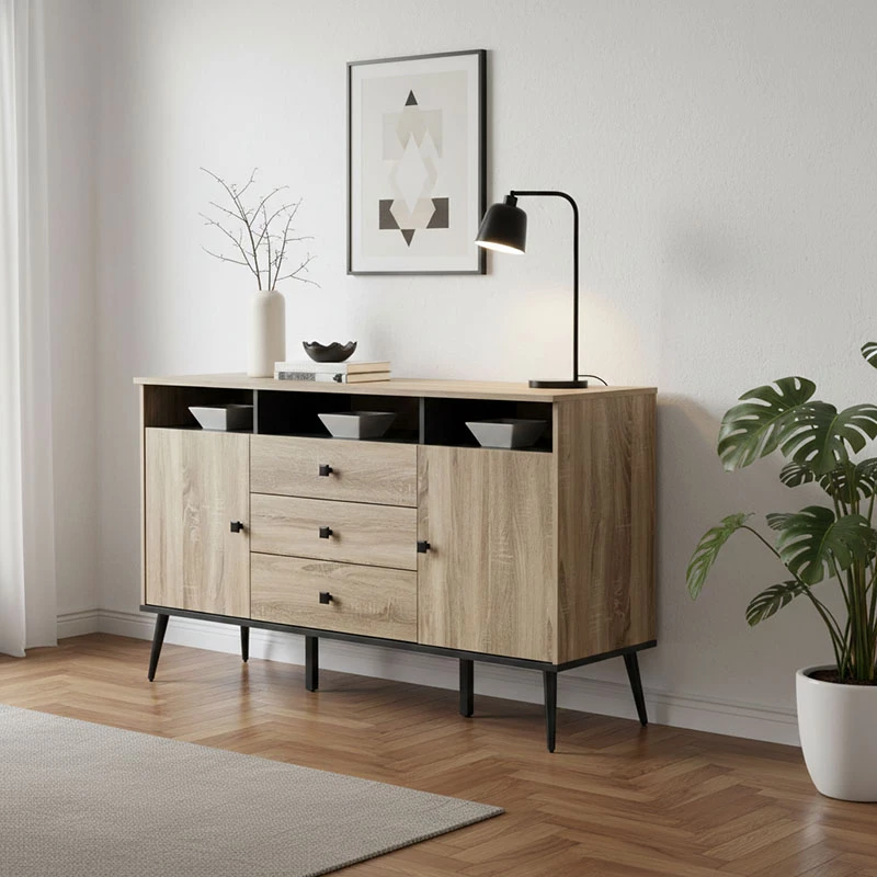 Bufe Zezan, ngjyrë sonoma-gri e errët, 140.5x41.5x80cm