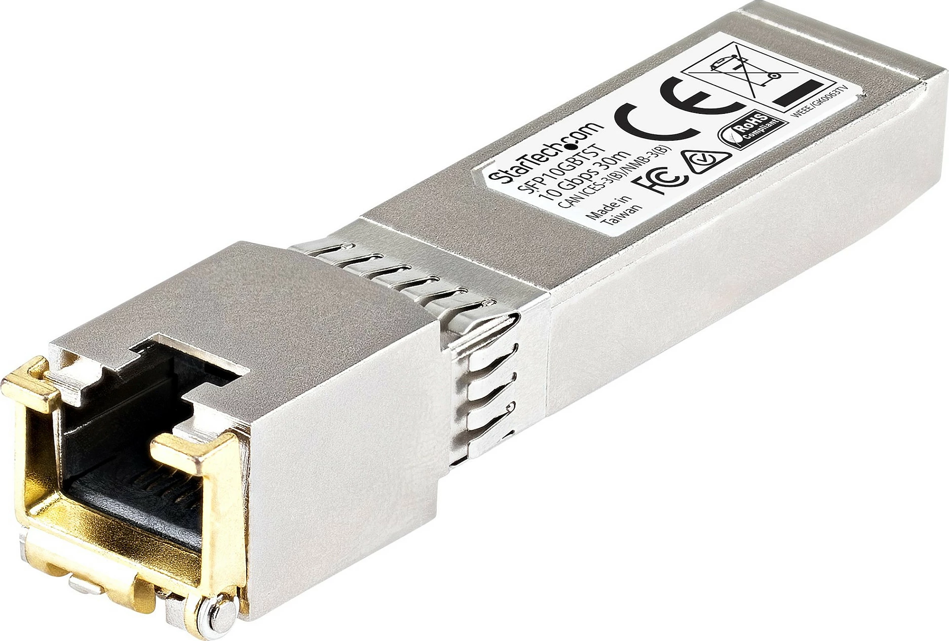 Modul SFP+ StarTech SFP10GBTCST, kompatibil me Cisco, 10GbE 10GBASE‑T, RJ45, 30 m, i argjendtë