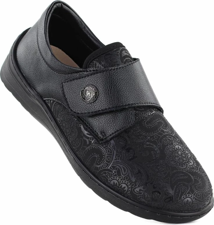 Këpucë lëkure me Velcro Unisoft 8435, të zeza